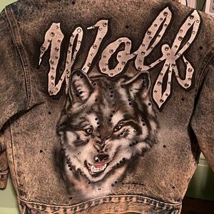 Vintage Tony Alamo Wolf Painted Jean Jacket